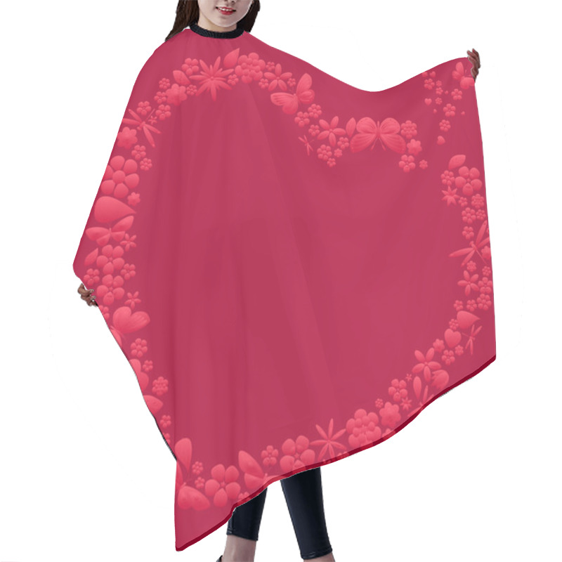 Personality  Holiday Heart With Flowers And Butterflies Hair Cutting Cape