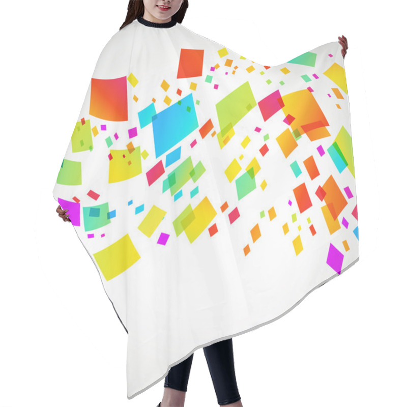 Personality  Colourful Squares In A Wave Pattern On Light Background Hair Cutting Cape