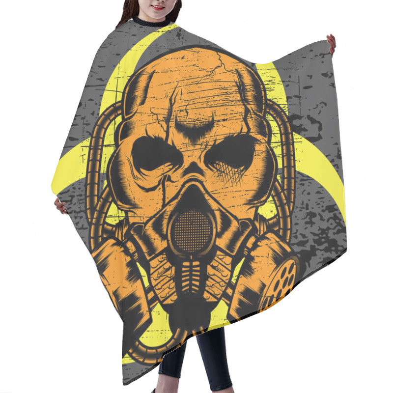 Personality  Skull Wearing A Gas Mask. Vector Hair Cutting Cape