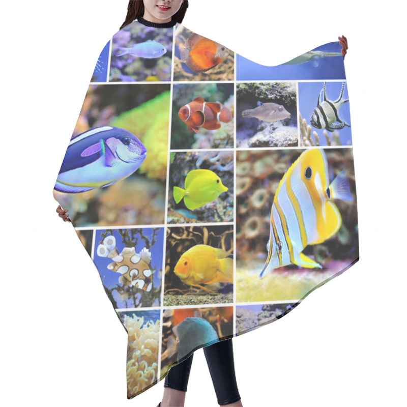 Personality  Collage Of Underwater Photos Hair Cutting Cape