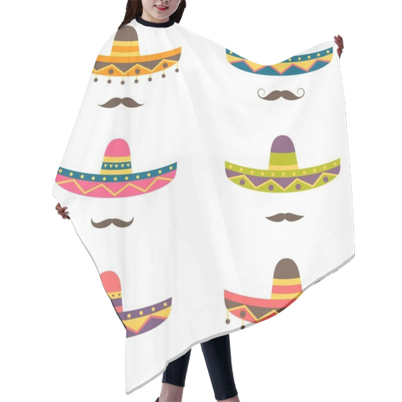 Personality  Set Of Mexican Hats And Mustaches Hair Cutting Cape