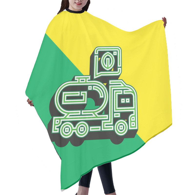 Personality  Biodiesel Green And Yellow Modern 3d Vector Icon Logo Hair Cutting Cape