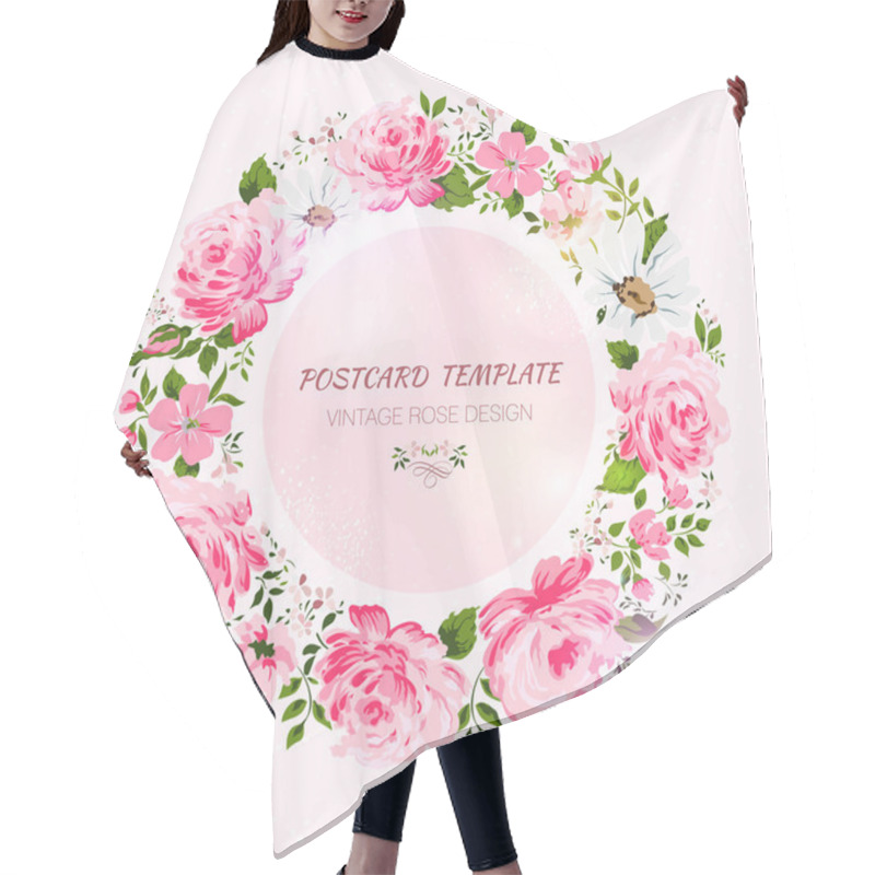 Personality  Border Of Flowers With Place For A Text. Hair Cutting Cape