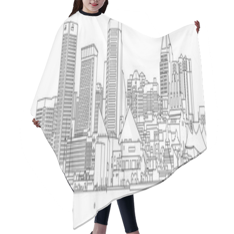 Personality  Baltimore-skyline-sketch Hair Cutting Cape