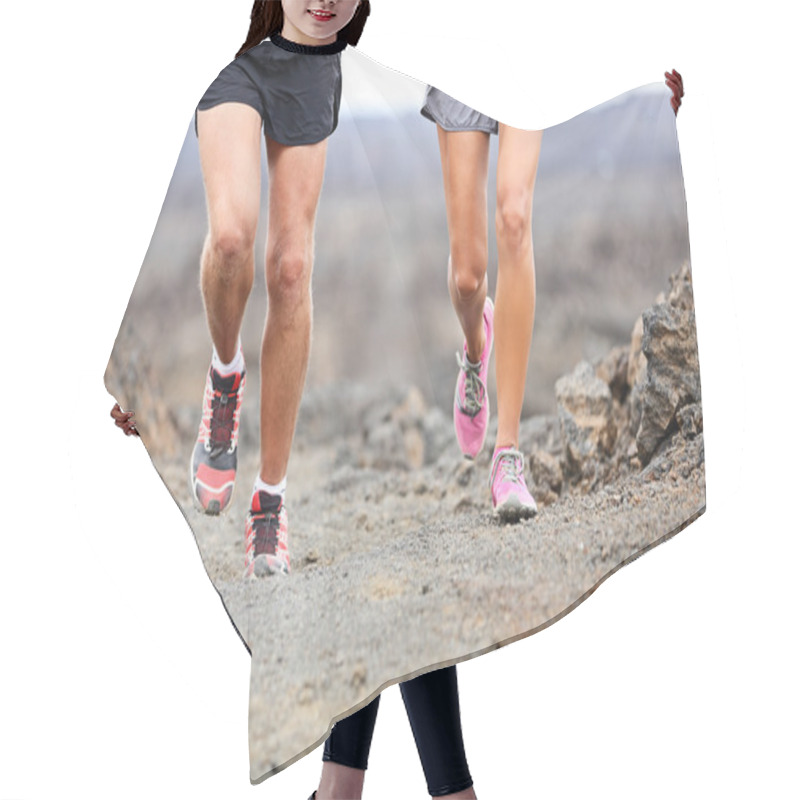 Personality  Trail Running - Close Up Of Runners Shoes And Legs Hair Cutting Cape