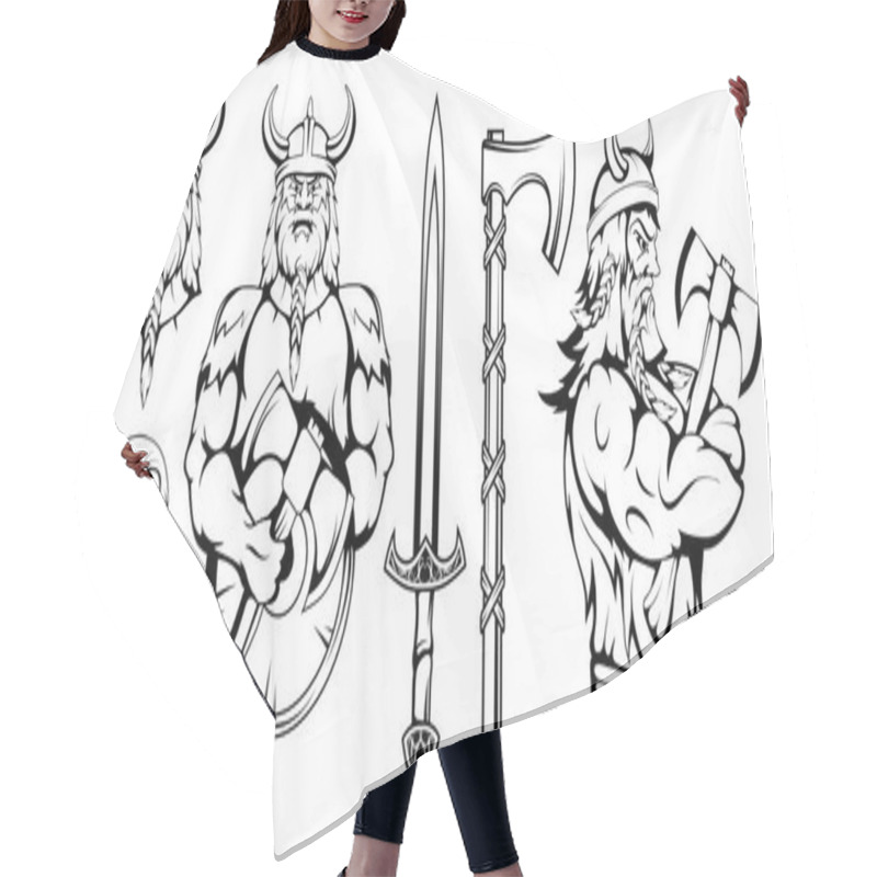 Personality  Viking Warrior Set, Vector Graphic To Design Hair Cutting Cape