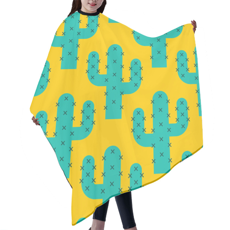 Personality  Cactus Desert Pattern Background Seamles. Vector Illustration Hair Cutting Cape