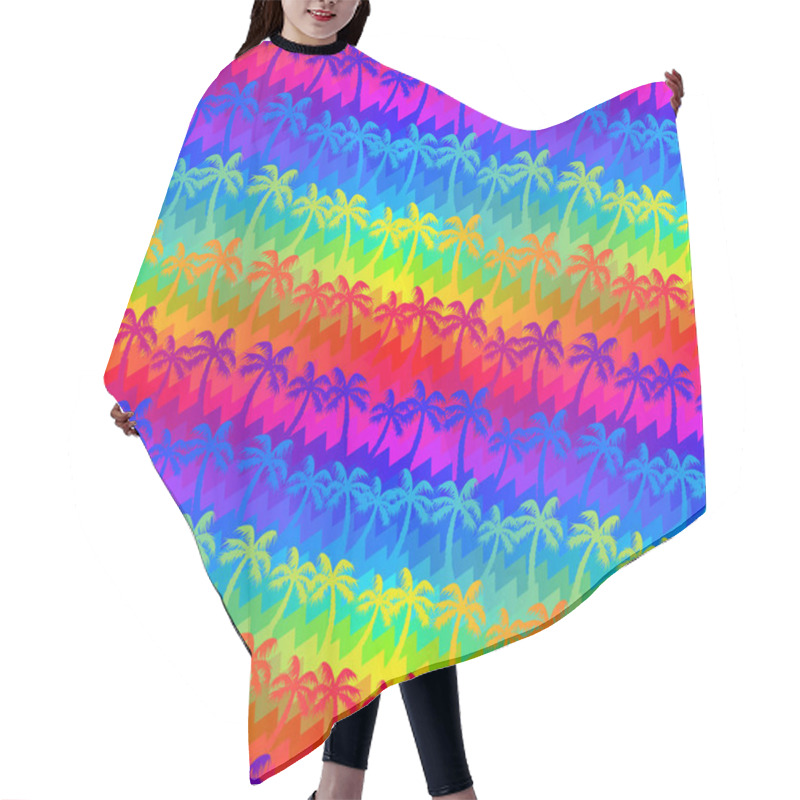 Personality  Tropical Rainbow Palm Trees Stripes Seamless Pattern Hair Cutting Cape