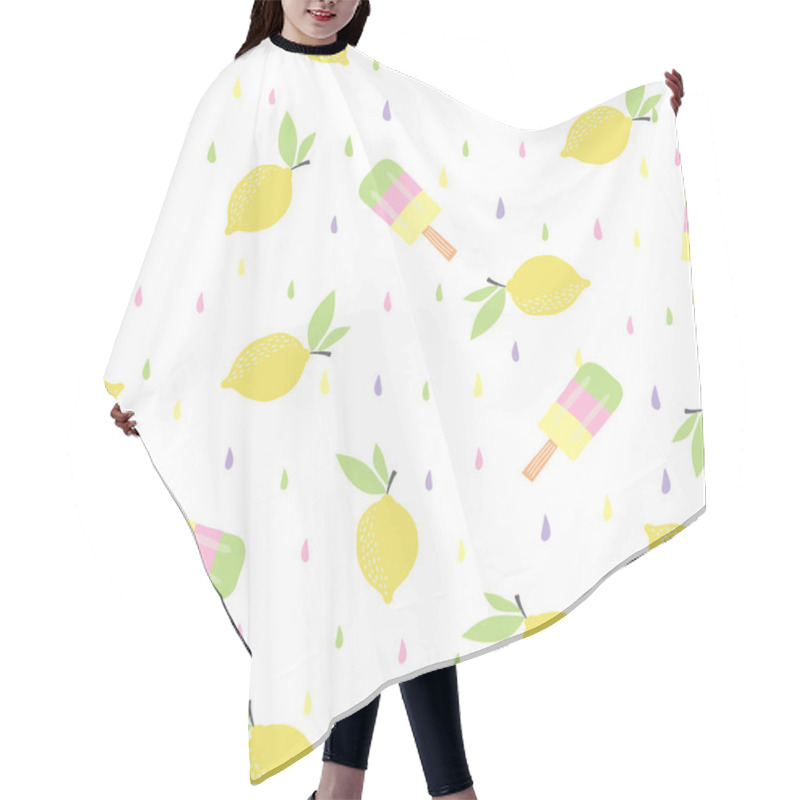 Personality  Pattern With Lemons  And Ice Cream Hair Cutting Cape