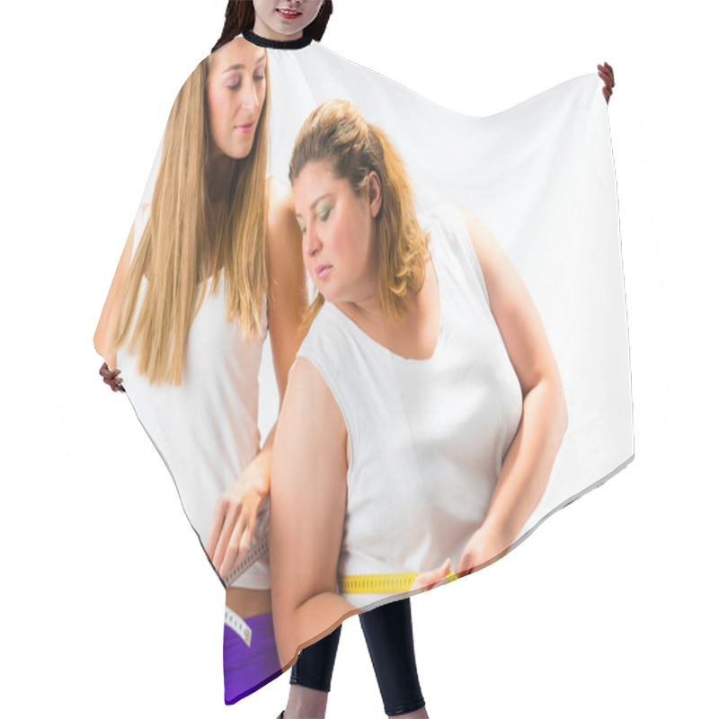 Personality  Women Measuring Waist With Tape Hair Cutting Cape