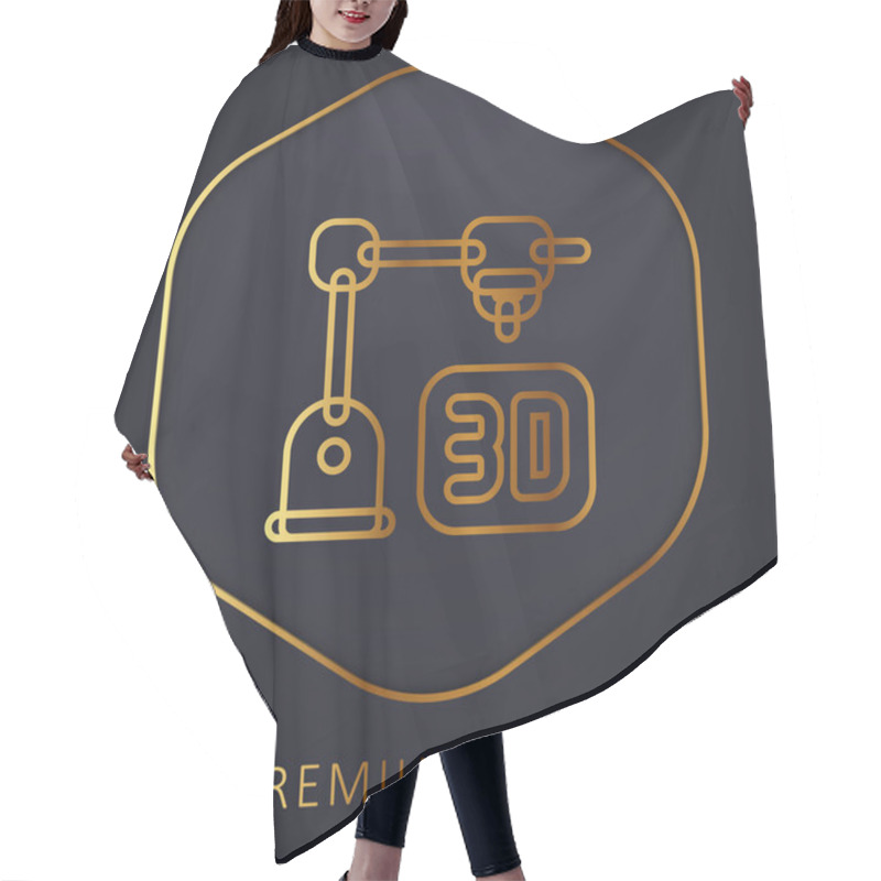 Personality  3d Printing Golden Line Premium Logo Or Icon Hair Cutting Cape