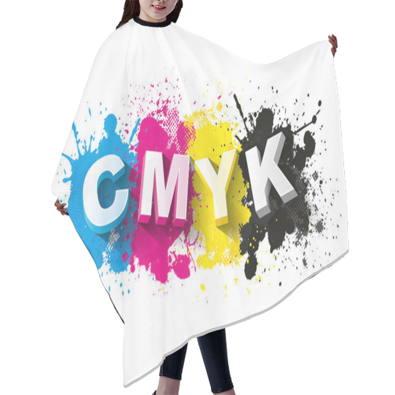 Personality  3d CMYK Letters With Paint Splash Background Hair Cutting Cape