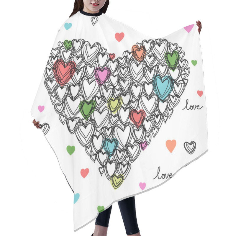 Personality  Hand Drawn Doodles Heart Icon Hair Cutting Cape