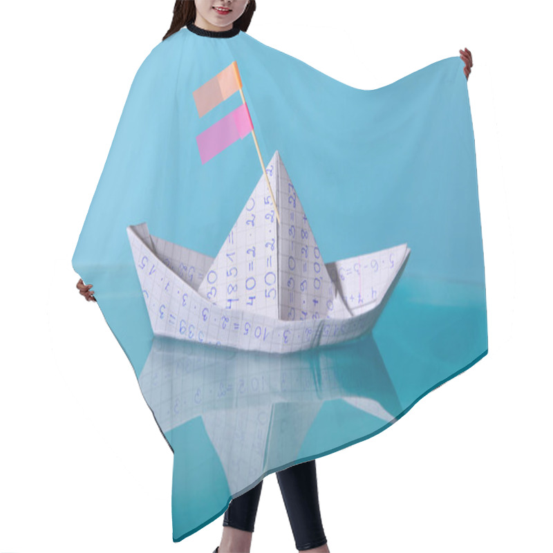 Personality  Paper Boat Made From Mathematics Notebook Paper. Hair Cutting Cape