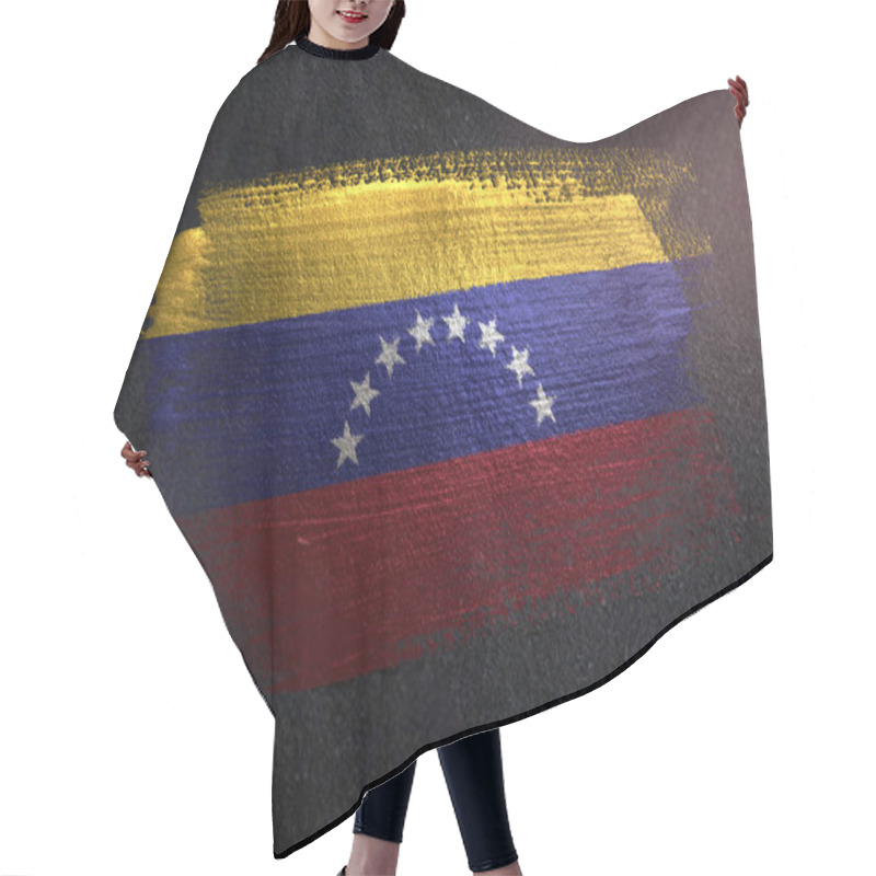 Personality  Venezuela Flag Made Of Metallic Brush Paint On Grunge Dark Wall Hair Cutting Cape