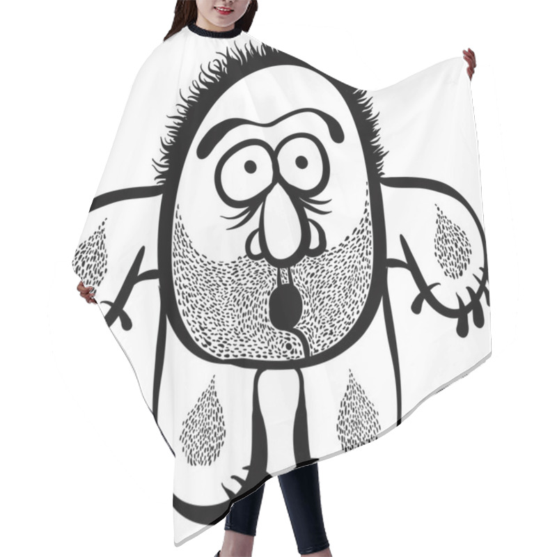 Personality  Funny Cartoon Monster With Hair Cutting Cape