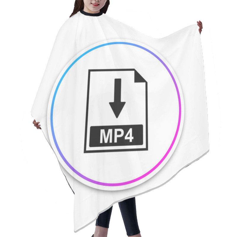 Personality  MP4 File Document Icon. Download MP4 Button Icon Isolated On White Background. Circle White Button. Vector Illustration Hair Cutting Cape