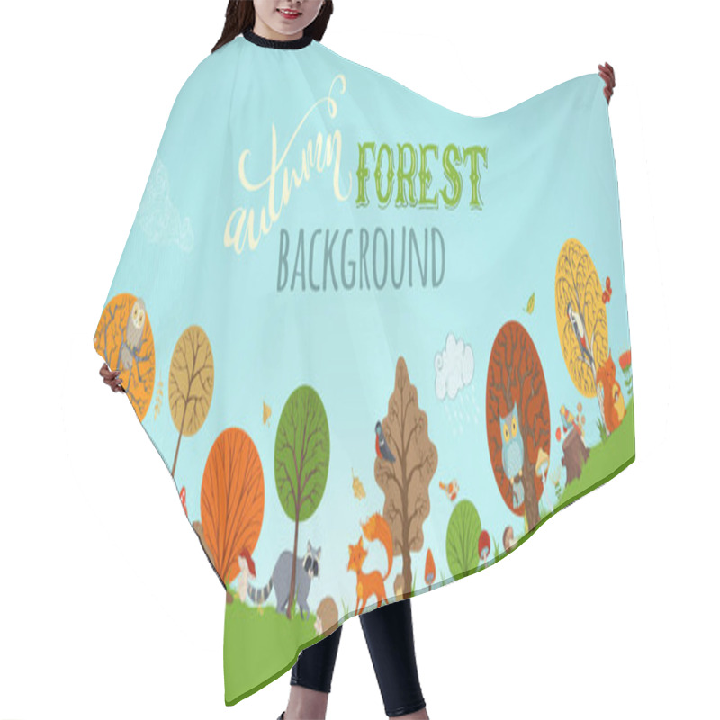 Personality  Autumn Forest Background. Hair Cutting Cape