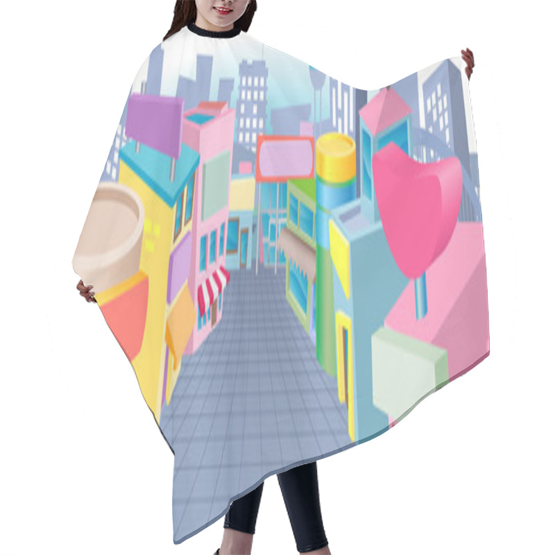 Personality  Cartoon Street Of Shops Hair Cutting Cape