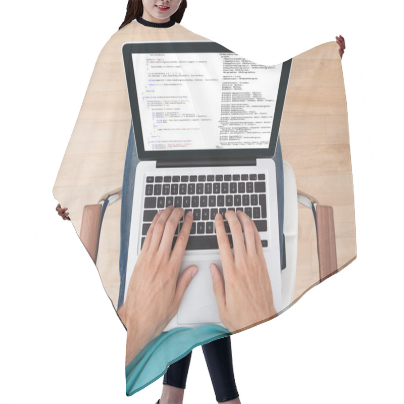 Personality  Man Using Laptop At Home Hair Cutting Cape