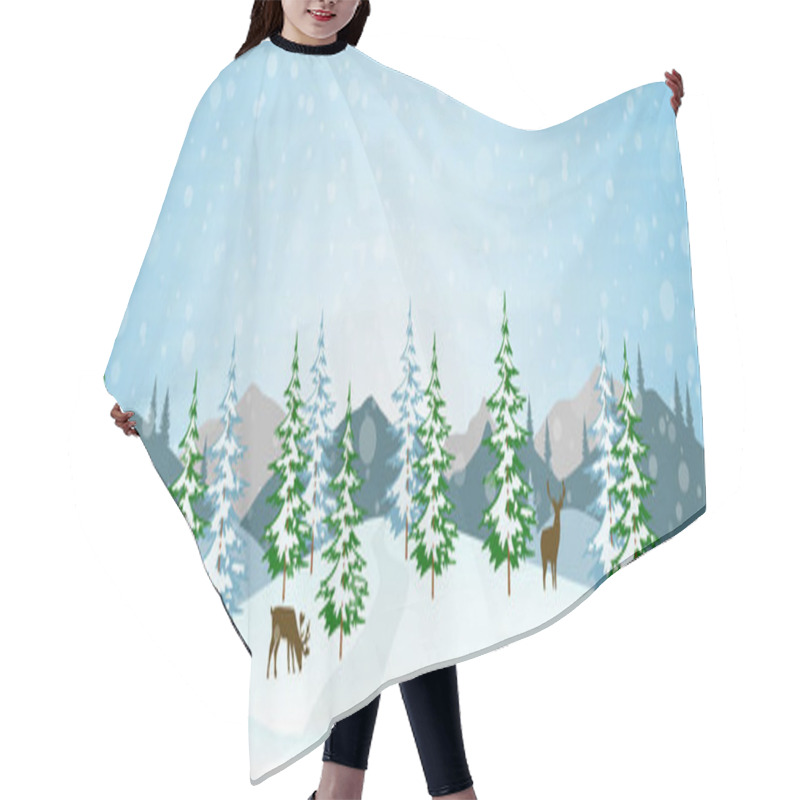 Personality  Vector Illustration Of A Snowy Winter Landscape Hair Cutting Cape