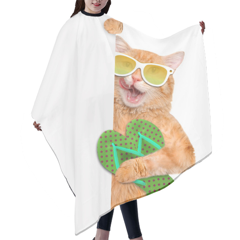 Personality  Cat With Thongs. Hair Cutting Cape