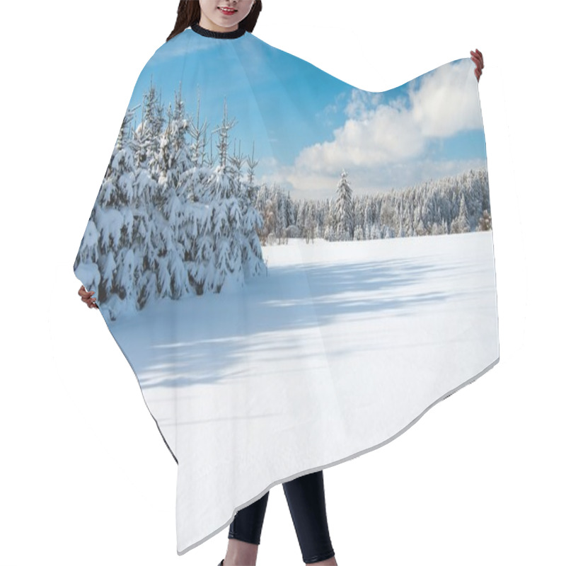 Personality  Wintry Landscape Scenery With Flat County And Woods Hair Cutting Cape