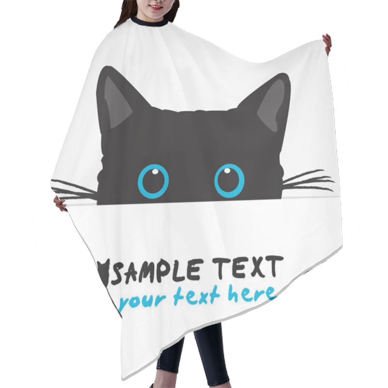 Personality  Black Cat Looking Above Banner Hair Cutting Cape