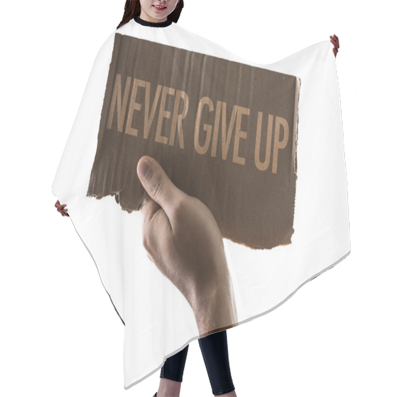 Personality  Hand Holding Cardboard With Sign Hair Cutting Cape