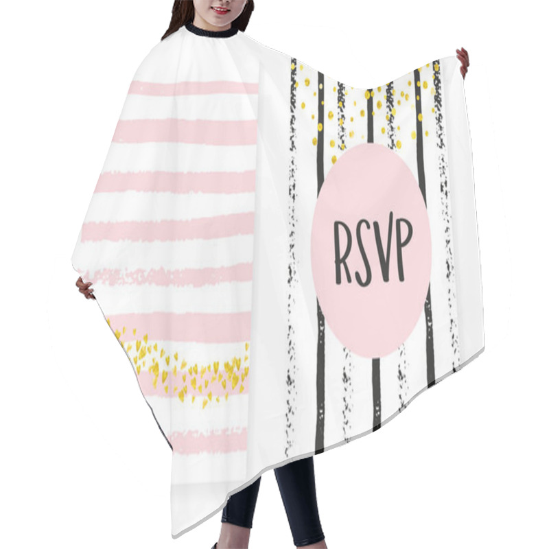 Personality  Wedding Card Invitation With Dots And Sequins. Bridal Shower Set Hair Cutting Cape