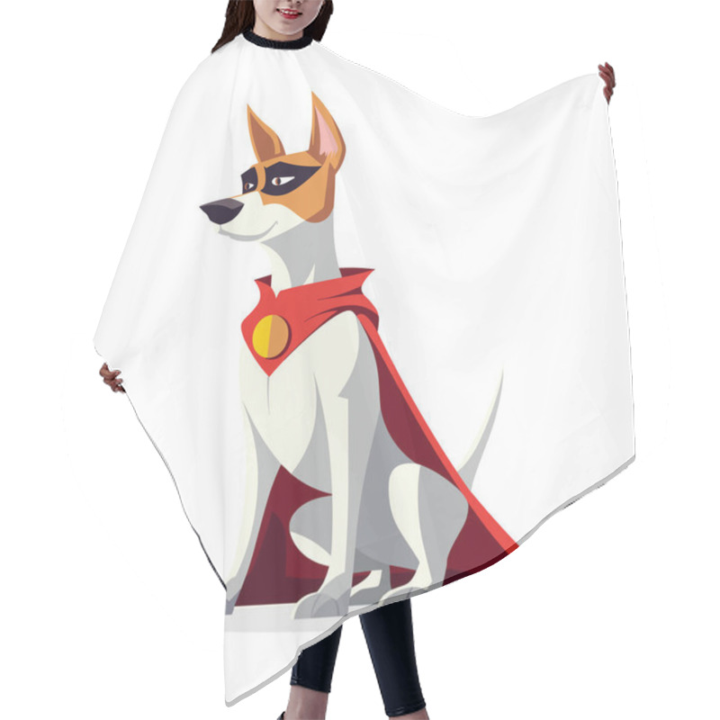 Personality  Dog Superhero Isolated On White Background. Funny Dog Superhero Character With Red Cape. Vector Stock Hair Cutting Cape