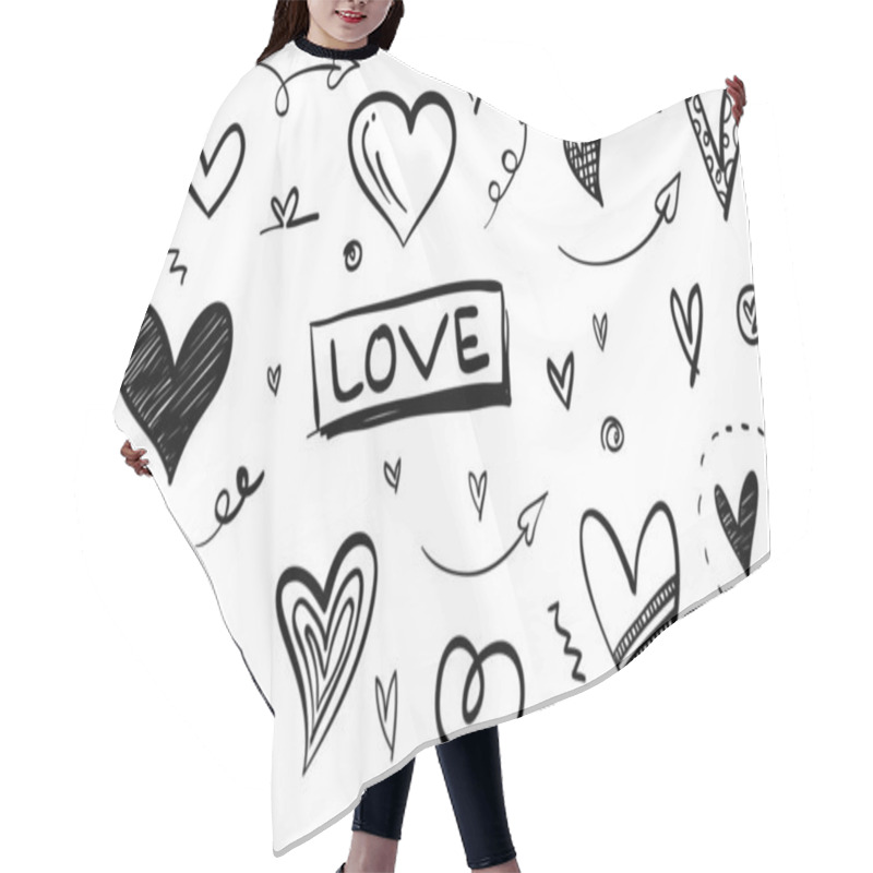 Personality  Doodle Hearts, Hand Drawn Love Hearts. Vector Illustration. Hair Cutting Cape