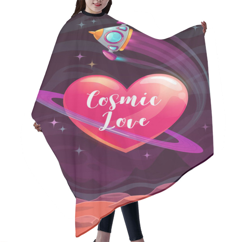 Personality  Cosmic Love. Valentines Day Greeting Card Template. Vector Romantic Poster. Hair Cutting Cape