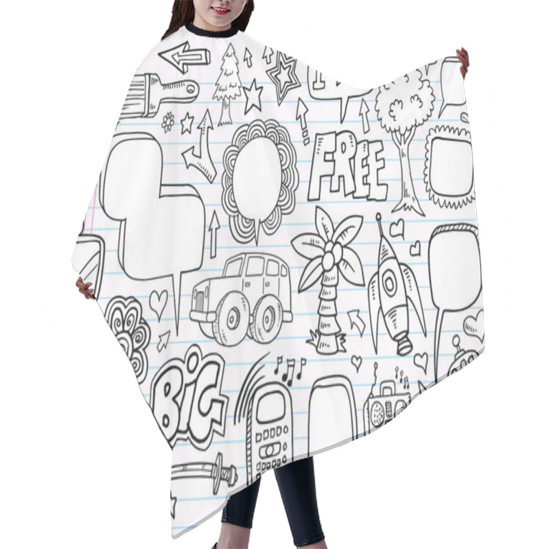 Personality  Doodle Sketch Drawing Vector Element Illustration Notebook Set Hair Cutting Cape