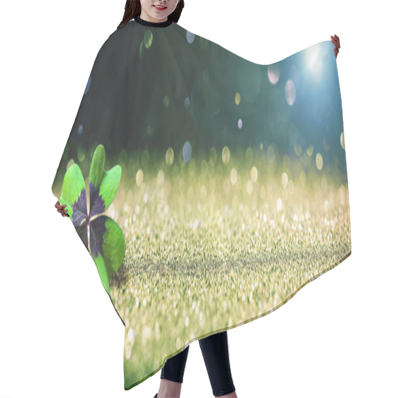 Personality  Background With Four Leaf Lucky Clover Hair Cutting Cape