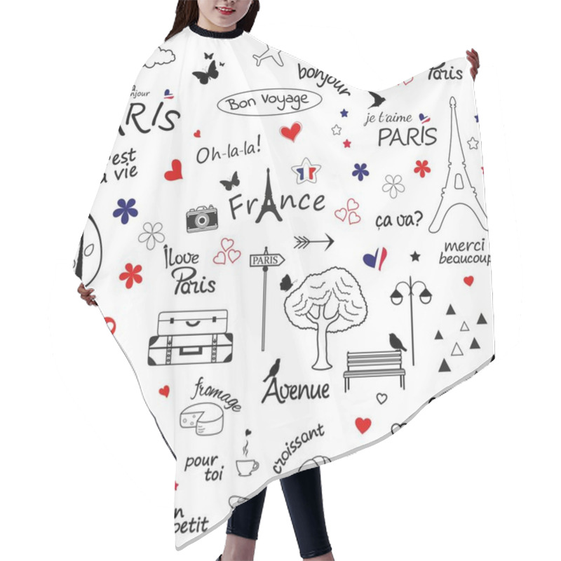 Personality  Paris Sketch Illustration. Set Of Hand Drawn Design Elements  Hair Cutting Cape