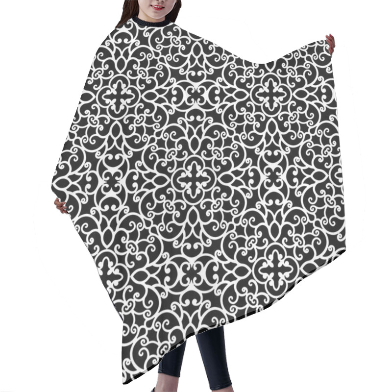 Personality  Black And White Lace Pattern Hair Cutting Cape