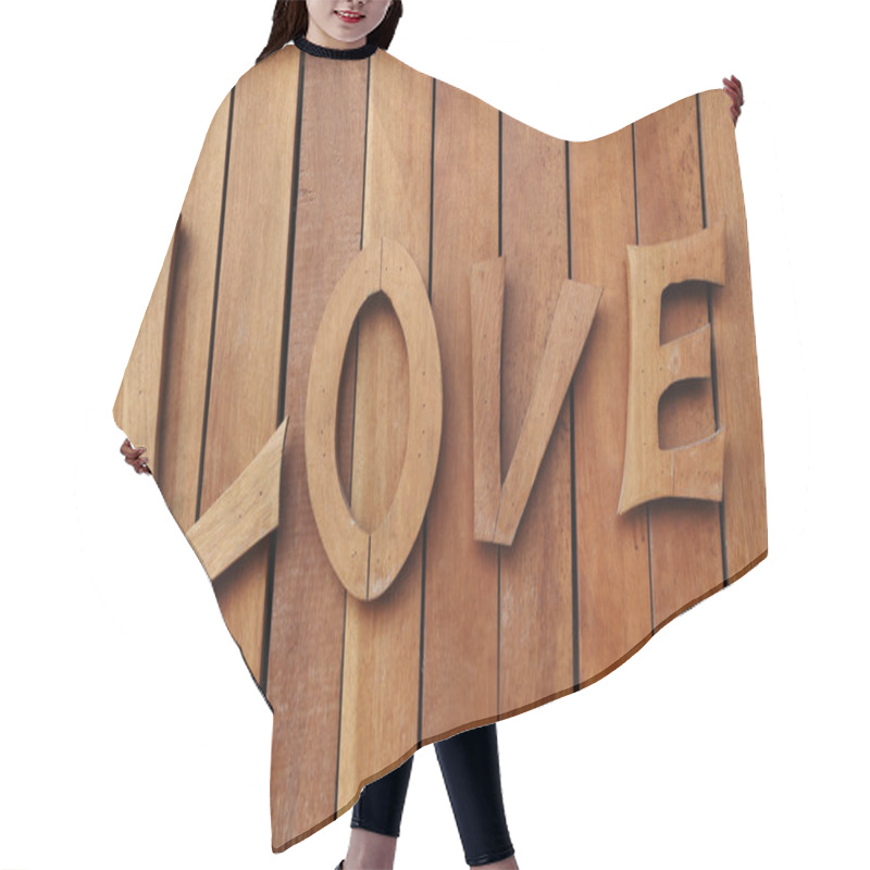 Personality  LOVE Wooden Text On Wooden Wall  Hair Cutting Cape