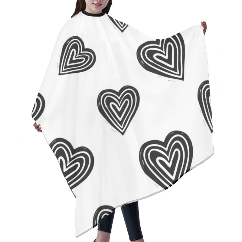 Personality  Seamless Pattern With Hearts. Hair Cutting Cape