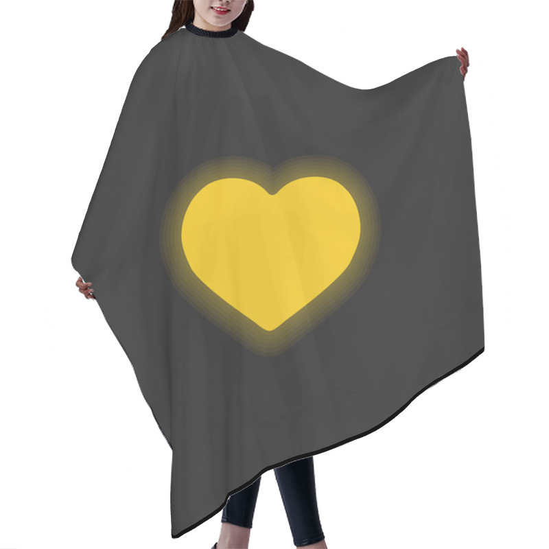 Personality  Big Black Heart Yellow Glowing Neon Icon Hair Cutting Cape