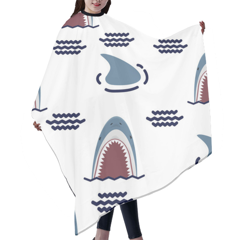 Personality  Shark  Open Mouth Seamless Pattern Background Hair Cutting Cape