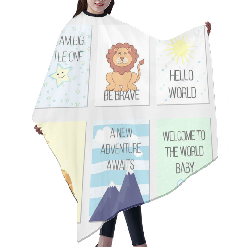 Personality  Birthday Cards With Quotes, Cartoon Leo And Giraffe For Baby Boy And Kids. Dream Big Little One. Be Brave. Hello World. A New Adventure Awaits. Welcome To The World Baby. Hair Cutting Cape