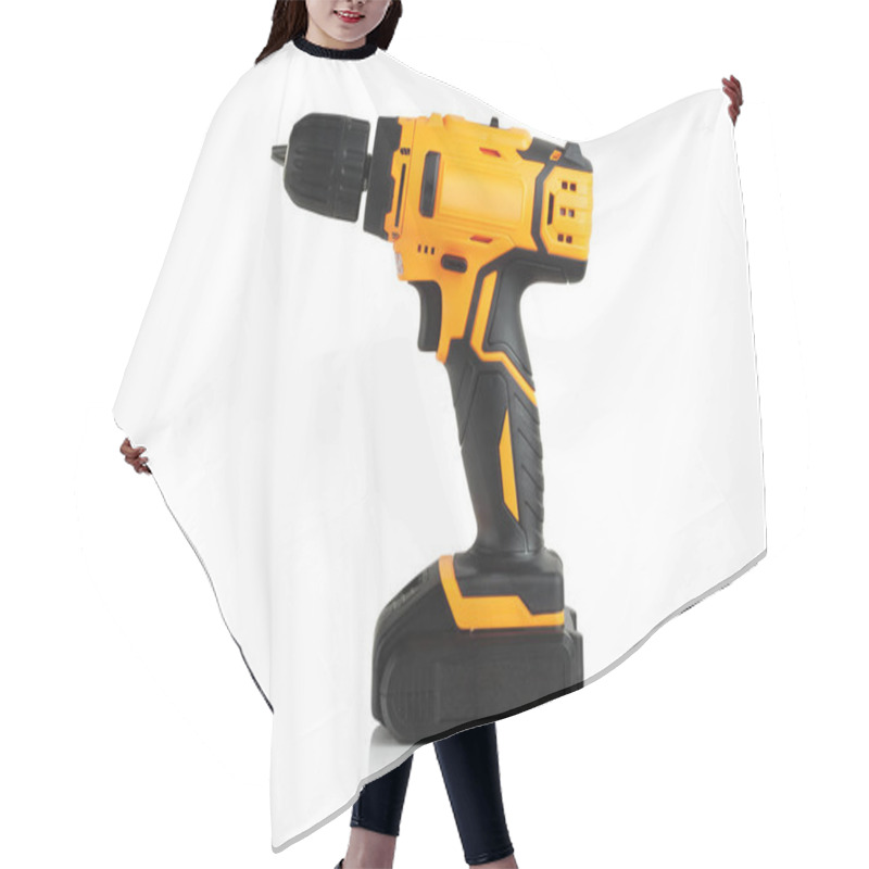 Personality  Modern Compact Rechargeable Drill On White Background Hair Cutting Cape