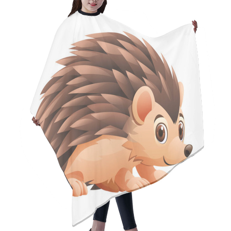 Personality  Cute Hedgehog Cartoon Vector Illustration Isolated On White Background Hair Cutting Cape