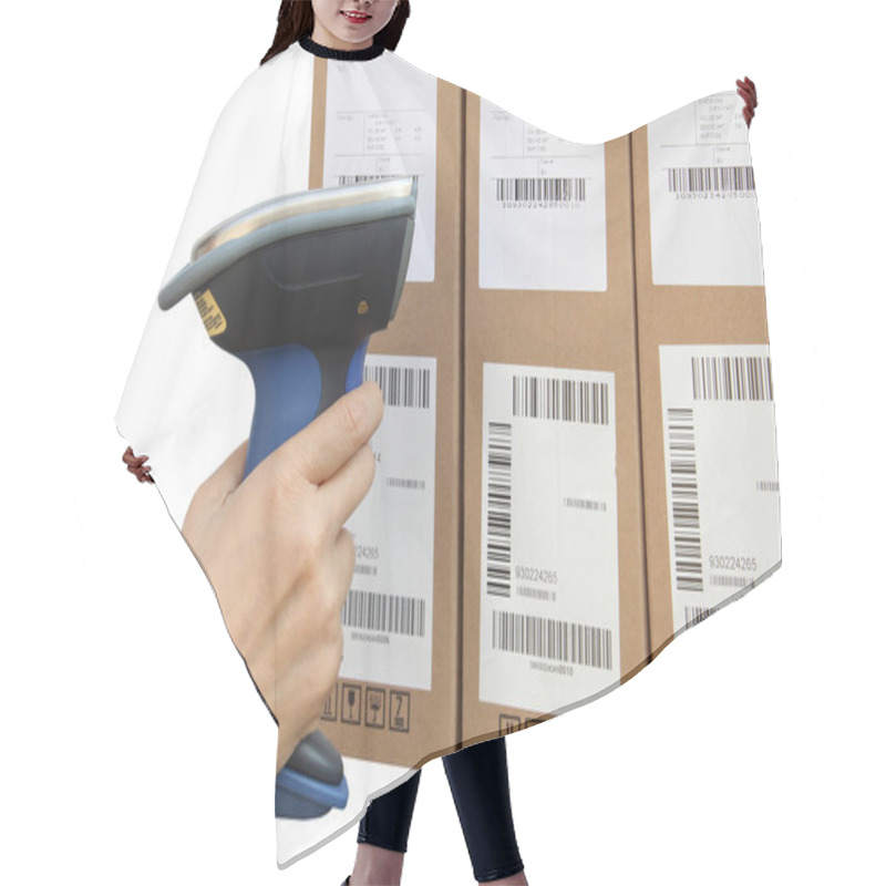 Personality  Scanning Boxes With Buletooth Barcode Scanner Hair Cutting Cape