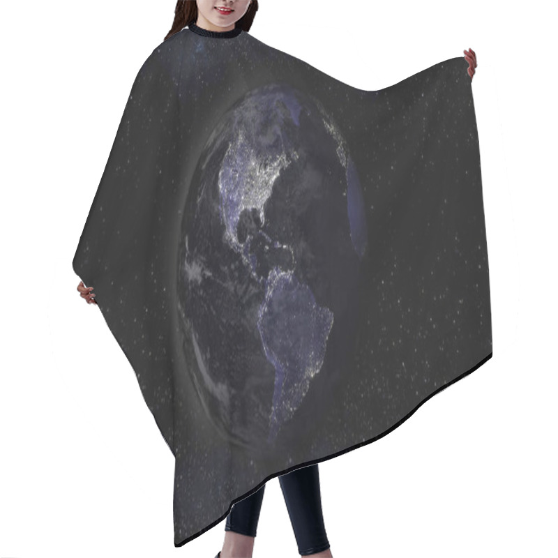 Personality  Earth Planet At Night With Urban Lights Areas, America View Illustration, Elements Of This Image Furnished By NASA Hair Cutting Cape