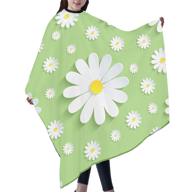 Personality  Spring Green Seamless Pattern With White Chamomile Hair Cutting Cape