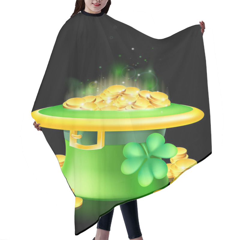 Personality  Leprechaun Hat Full Of Gold Hair Cutting Cape