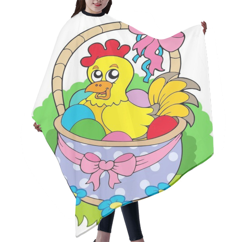 Personality  Easter Basket With Cute Chicken Hair Cutting Cape