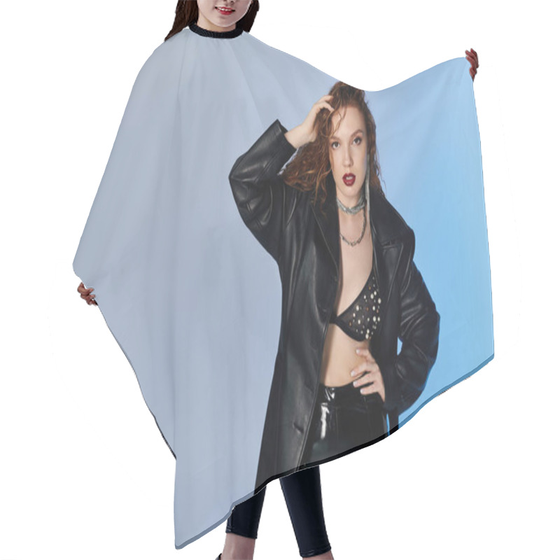 Personality  A Stylish Woman Showcases Her Fashion Sense With Bold Confidence. Hair Cutting Cape